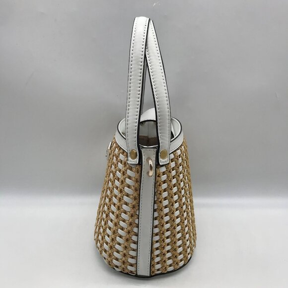 Guess White and Wicker Woven Basket Style Crossbody Bag - Picture 3 of 10